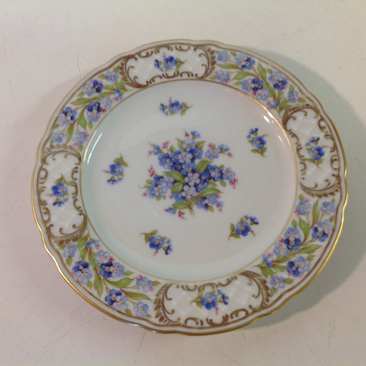 Vintage 3 Piece Porcelain Teacup Saucer Plate Set Schumann Forget Me Not Pattern Bavaria
