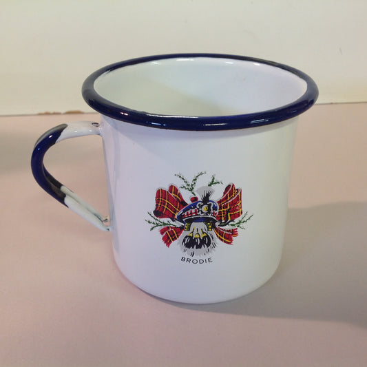 Vintage Gradi 11 ca Enamelware Whiskey Mug Scottish Clan Brodie Justerini & Brooks Ltd