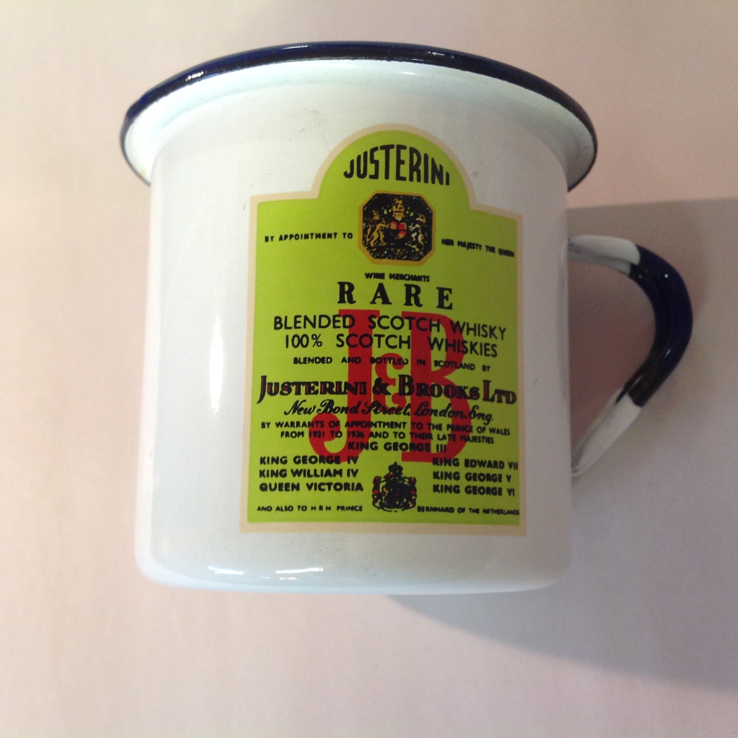Vintage Gradi 11 ca Enamelware Whiskey Mug Scottish Clan Brodie Justerini & Brooks Ltd