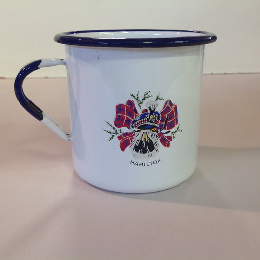 Vintage Gradi 11 ca Enamelware Whiskey Mug Scottish Clan Hamilton The Famous Grouse Finest Scotch Whisky