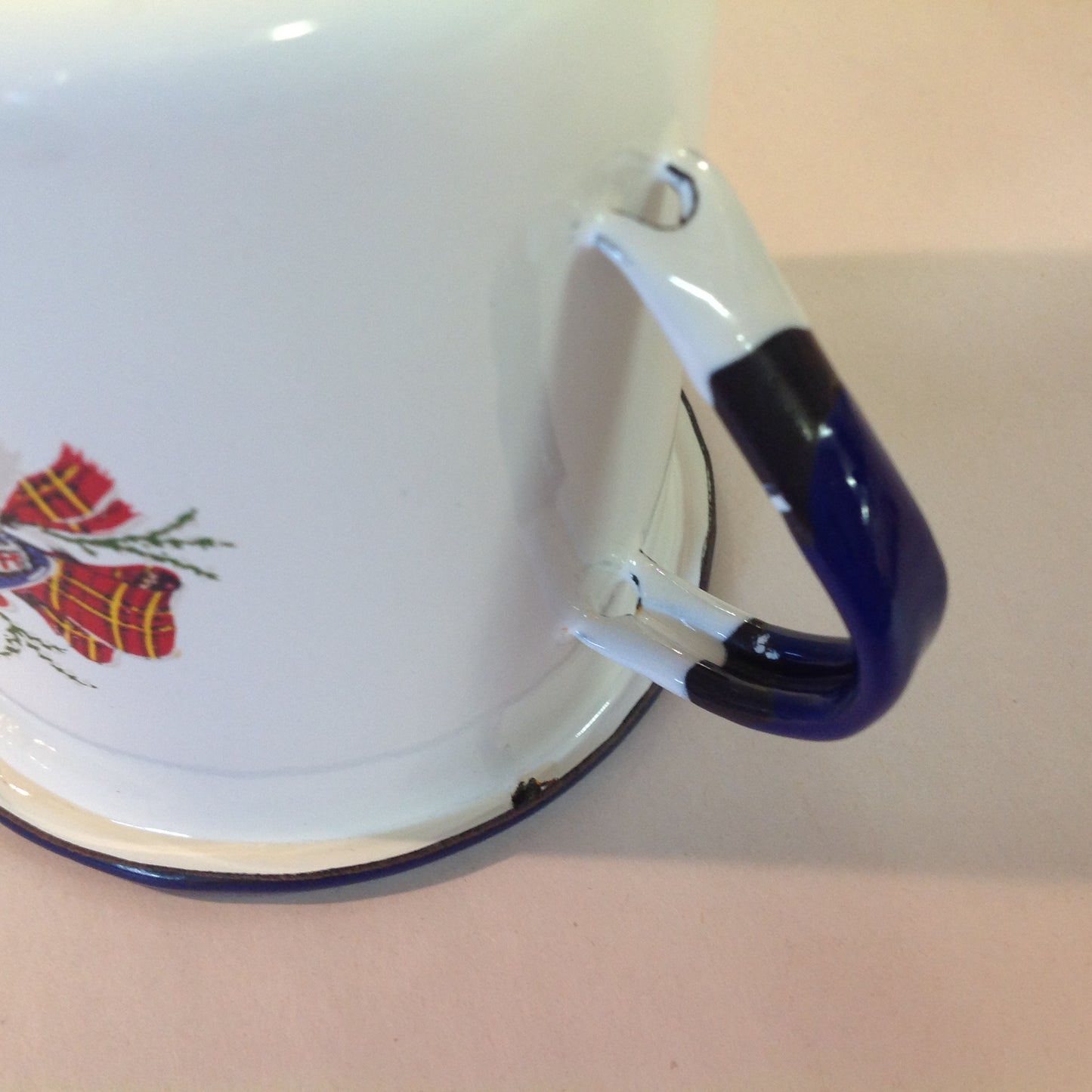 Vintage Gradi 11 ca Enamelware Whiskey Mug Scottish Clan Brodie Ballantine's Finest Scotch Whisky