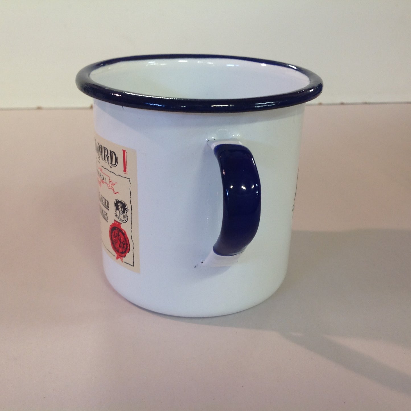 Vintage Gradi 11 ca Enamelware Whiskey Mug Scottish Clan Gordon King Edward Old Blended Scotch Whiskies
