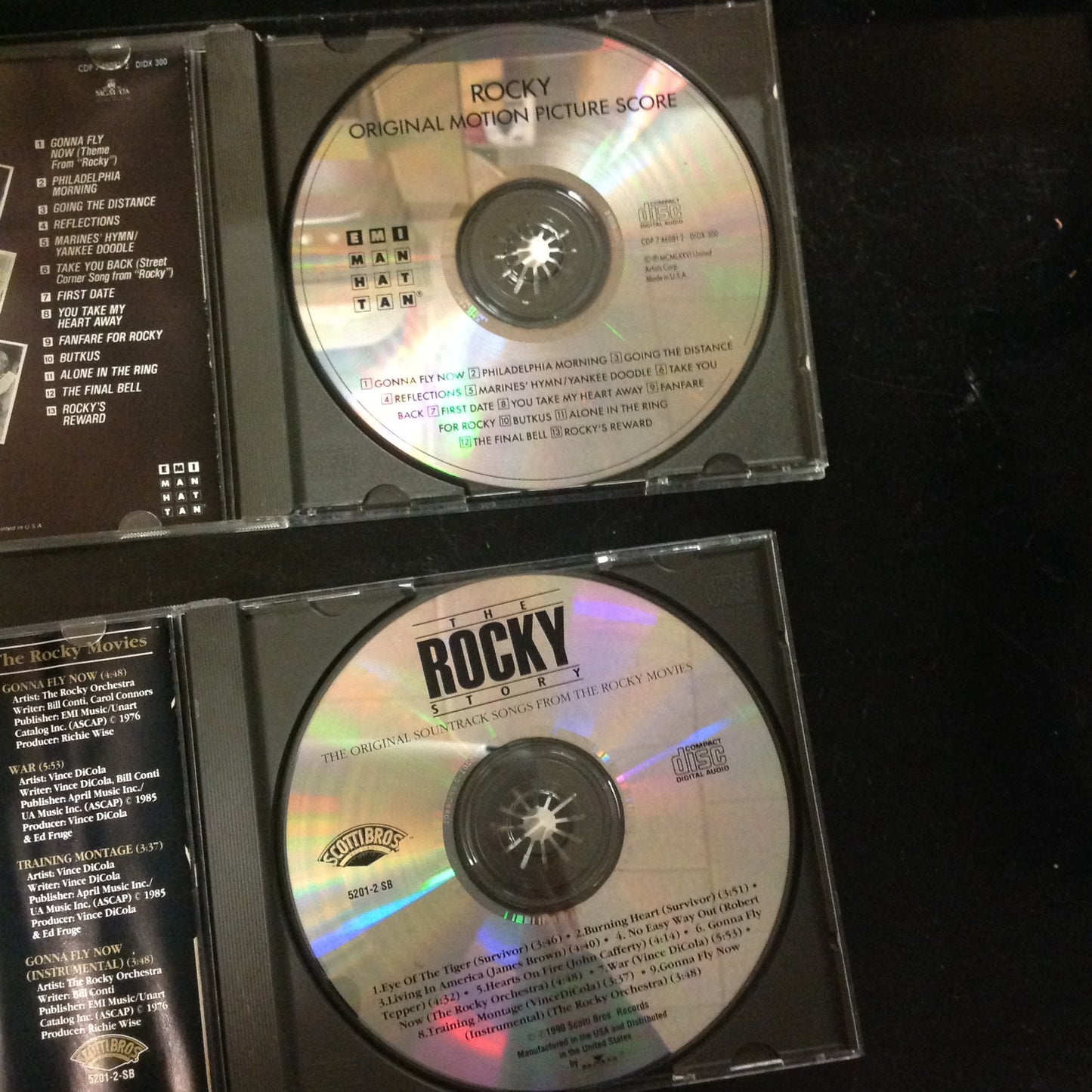 PAIR CD's Rocky The Rocky Story 5201-2-sb CDP7460812 Motion Picture Score Soundtrack Movie