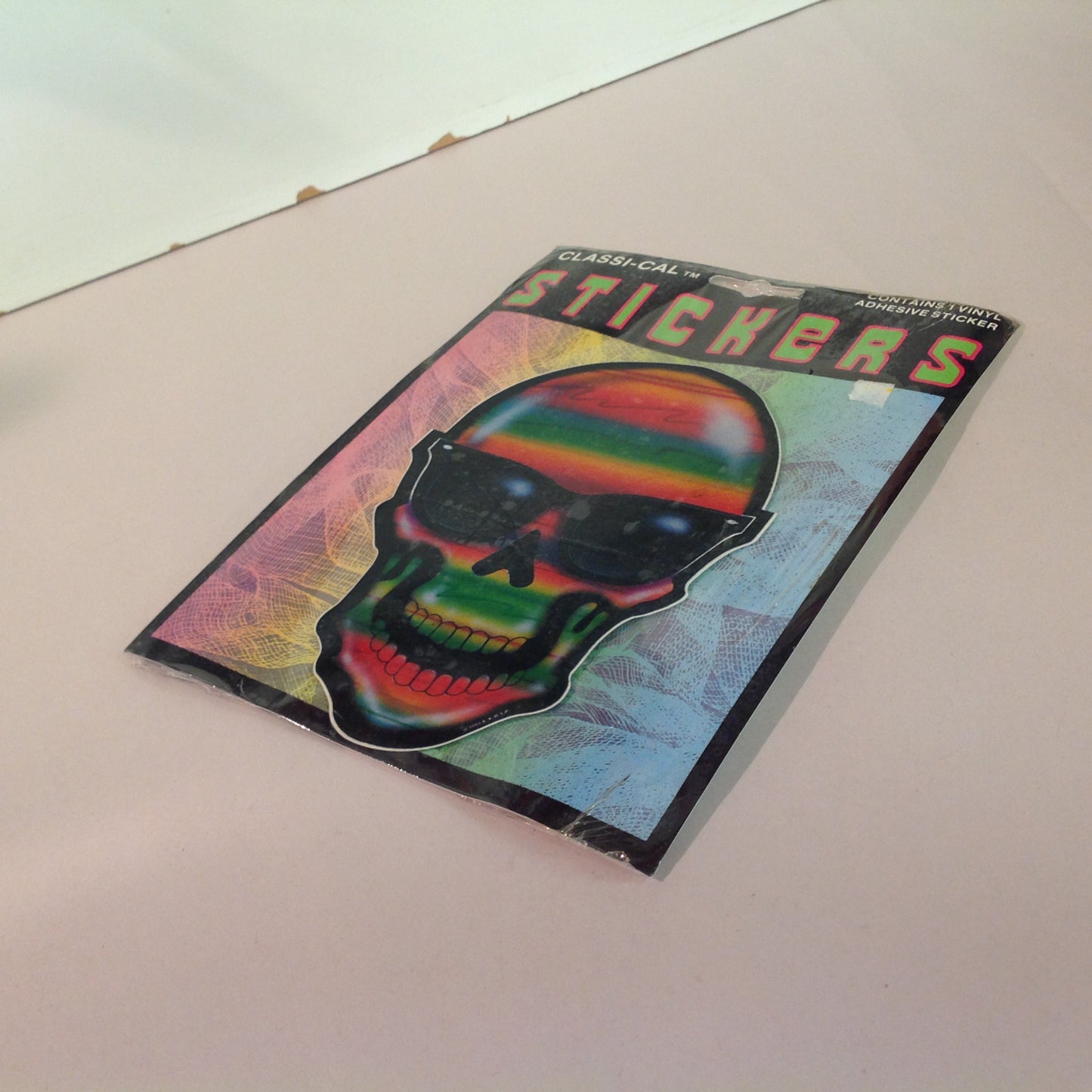 Vintage 1990's NOS Classi-Cal Vinyl Adhesive Sticker Rasta Stripe Skull in Shades