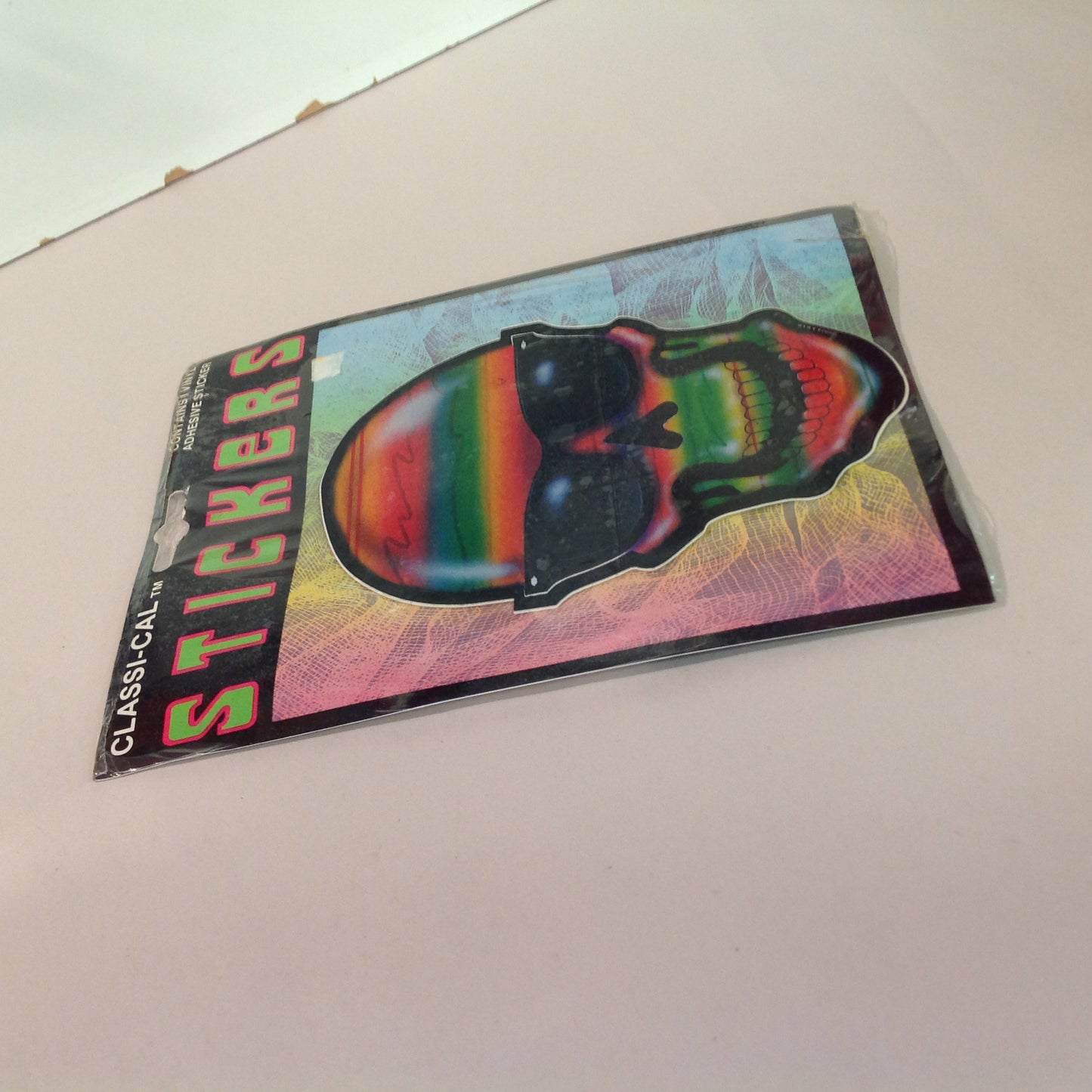Vintage 1990's NOS Classi-Cal Vinyl Adhesive Sticker Rasta Stripe Skull in Shades