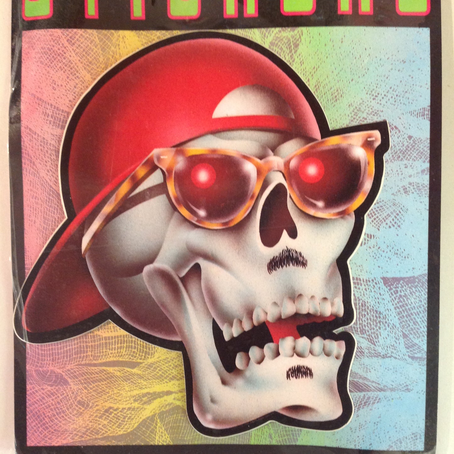 Vintage 1990's NOS Classi-Cal Vinyl Adhesive Sticker Reverse Ball Cap Shades Goatee Skull