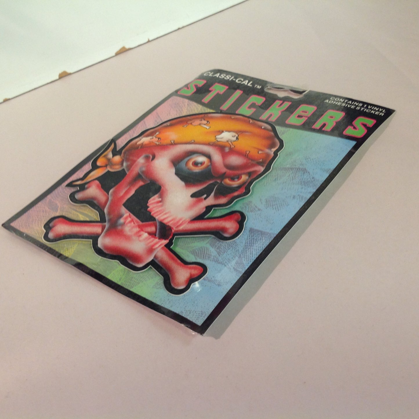 Vintage 1990's NOS Classi-Cal Vinyl Adhesive Sticker Skull Crossbones Bad Dog Do-Rag