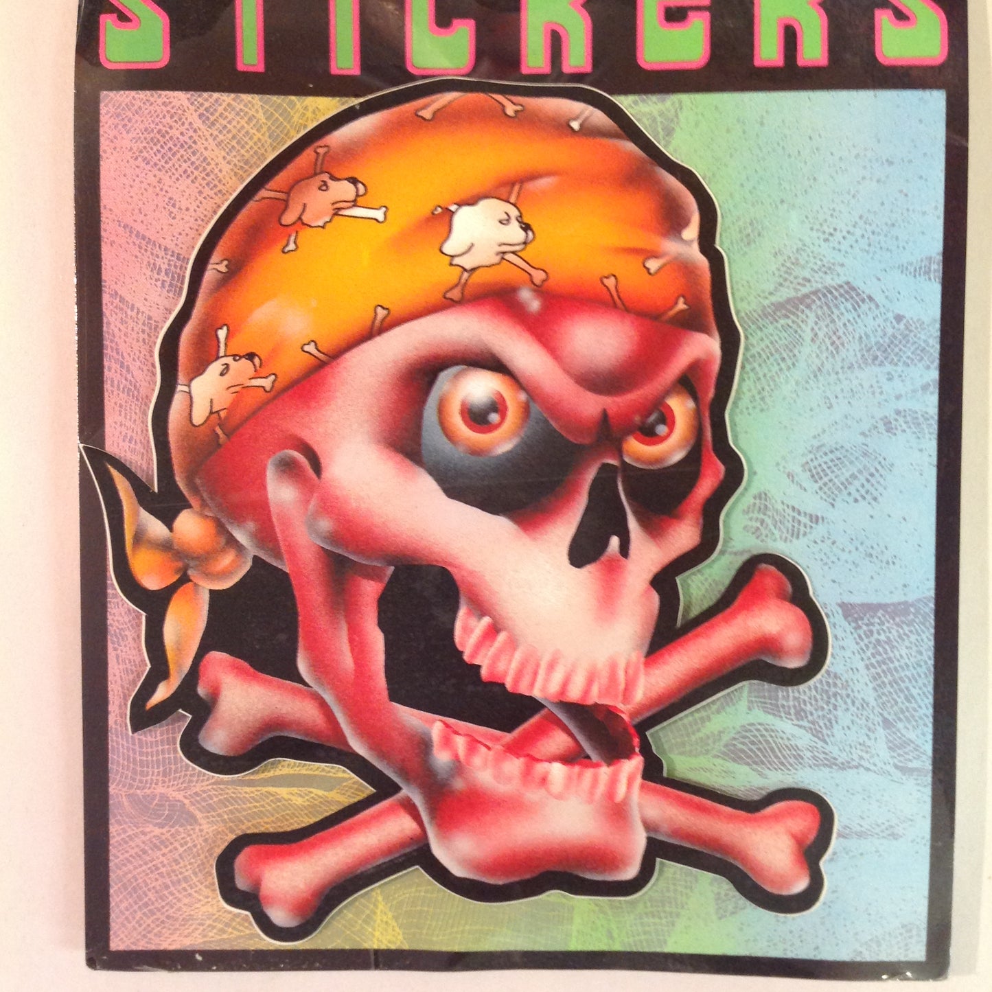 Vintage 1990's NOS Classi-Cal Vinyl Adhesive Sticker Skull Crossbones Bad Dog Do-Rag