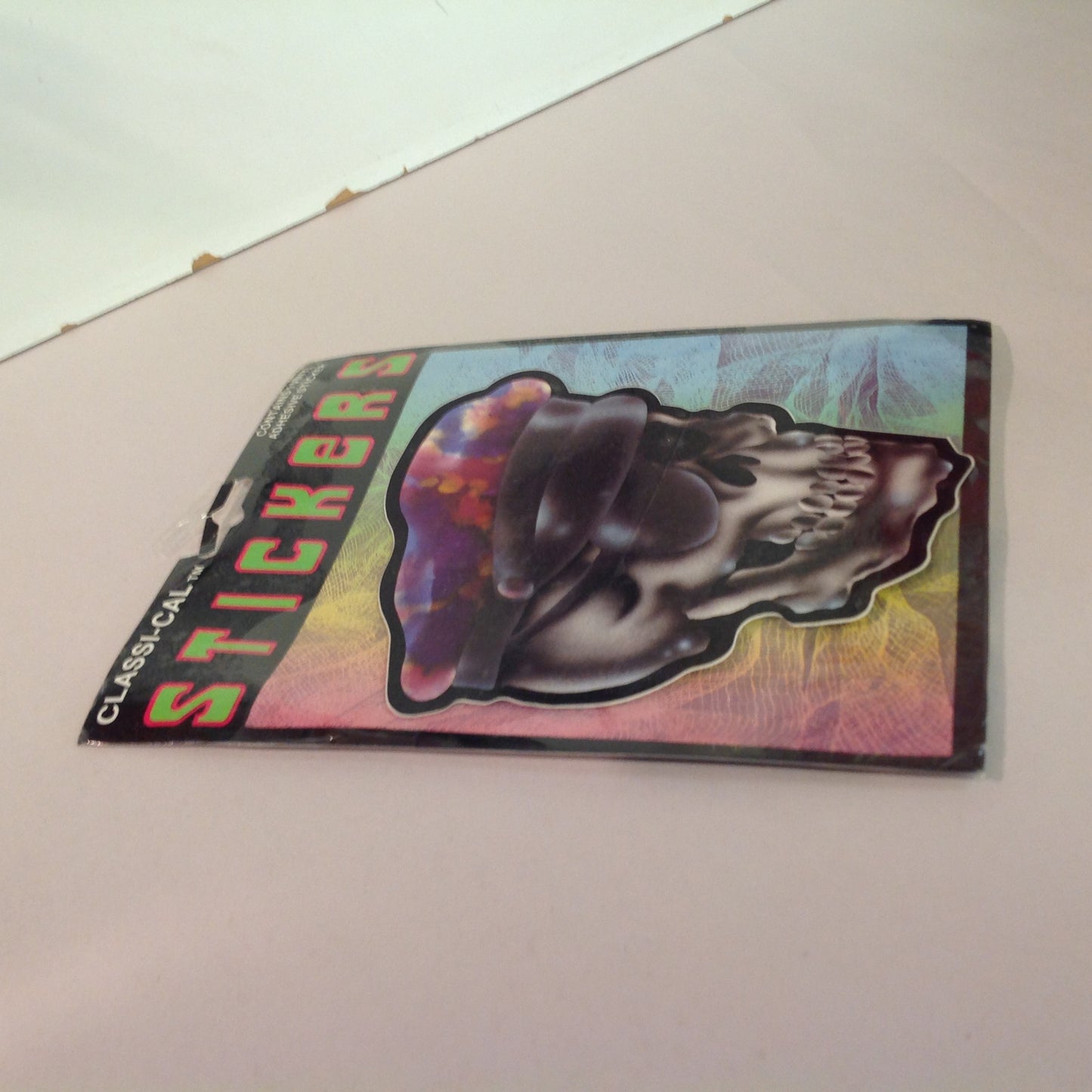 Vintage 1990's NOS Classi-Cal Vinyl Adhesive Sticker Eyepatch Skull in Trippy Police Cap