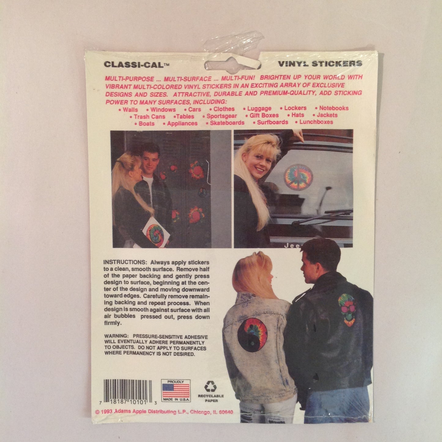 Vintage 1990's NOS Classi-Cal Vinyl Adhesive Sticker Eyepatch Skull in Trippy Police Cap