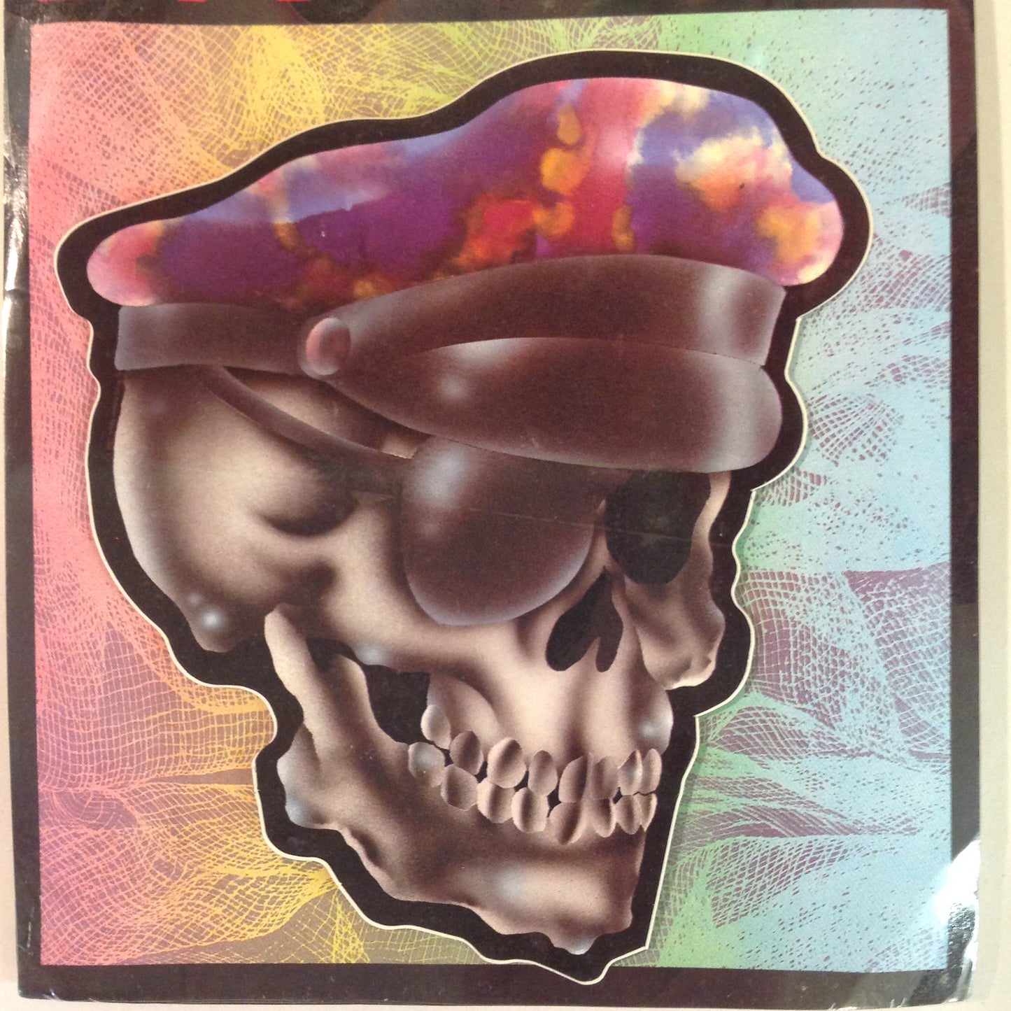 Vintage 1990's NOS Classi-Cal Vinyl Adhesive Sticker Eyepatch Skull in Trippy Police Cap