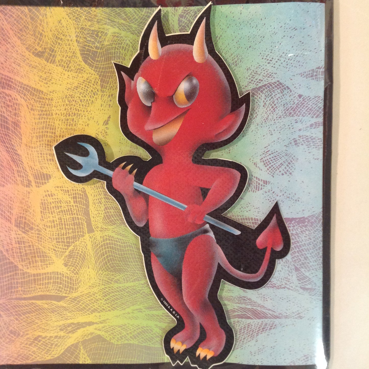 Vintage 1990's NOS Classi-Cal Vinyl Adhesive Sticker Smirking Little Devil with Pitchfork