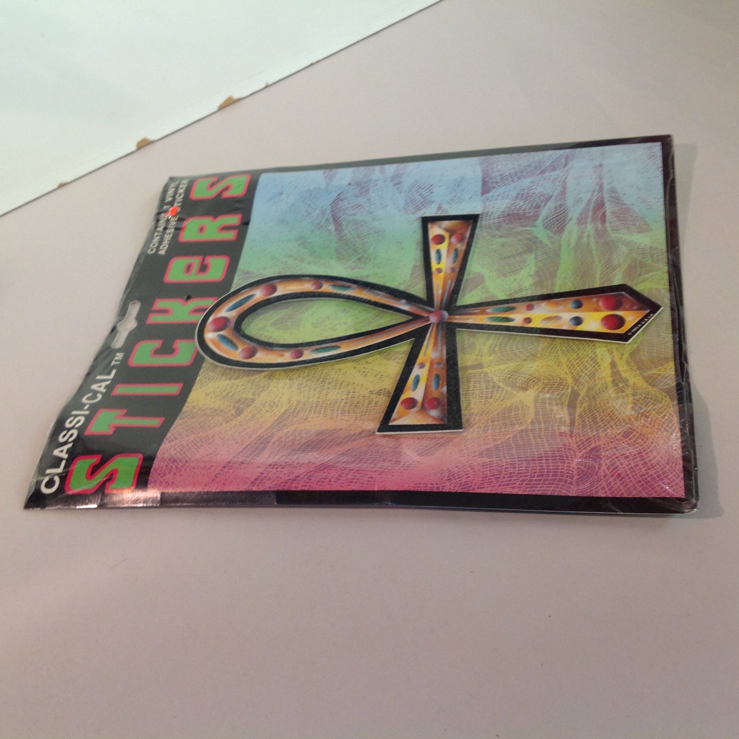 Vintage 1990's NOS Classi-Cal Vinyl Adhesive Sticker Jeweled Ankh