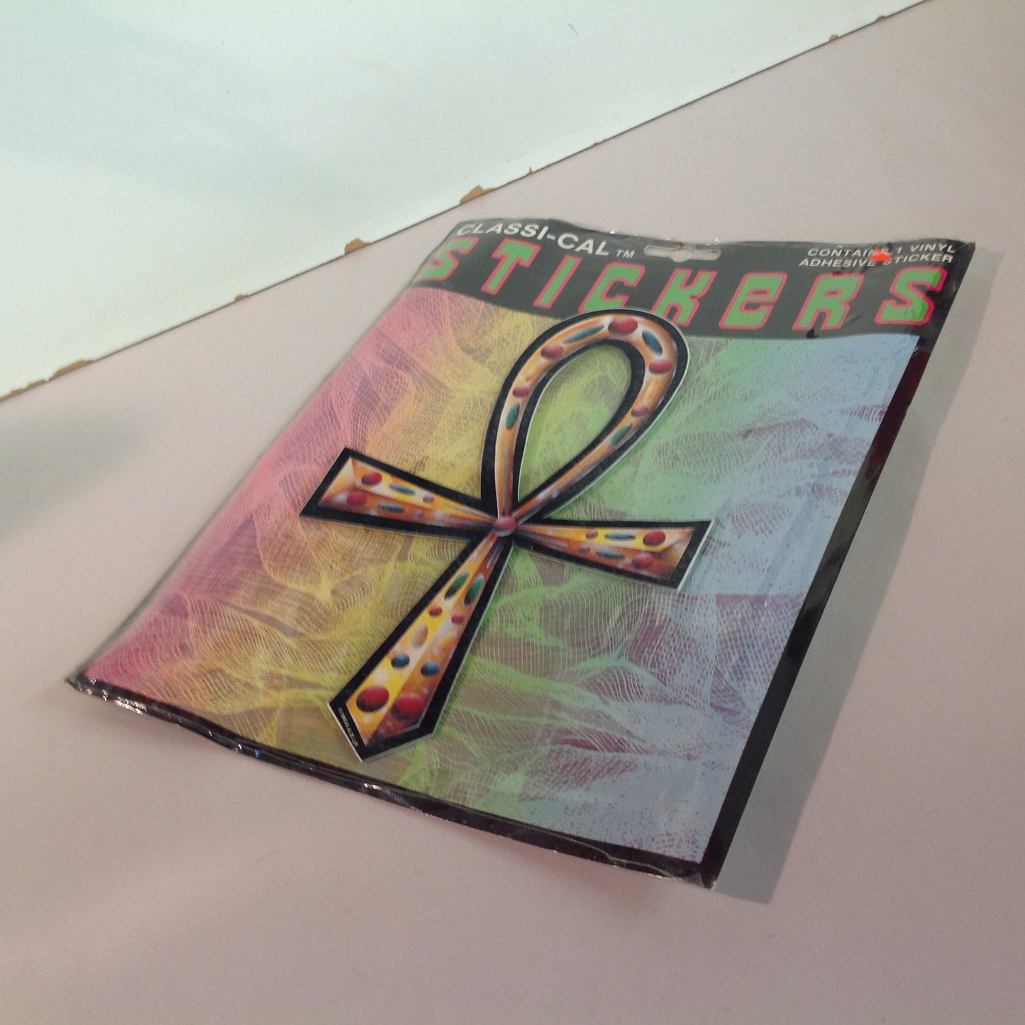 Vintage 1990's NOS Classi-Cal Vinyl Adhesive Sticker Jeweled Ankh