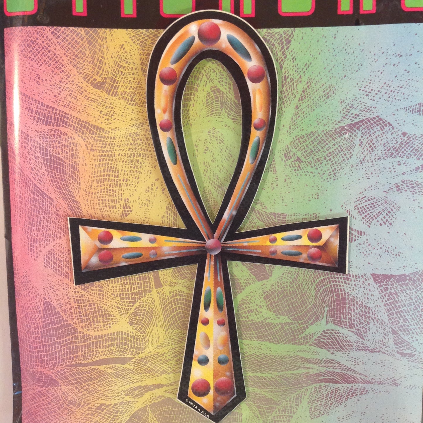 Vintage 1990's NOS Classi-Cal Vinyl Adhesive Sticker Jeweled Ankh