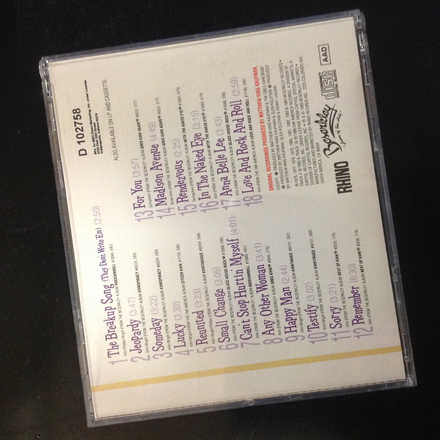 Greg Kihn - "Kihnsolidation" The Best Of Greg Kihn *Single #40