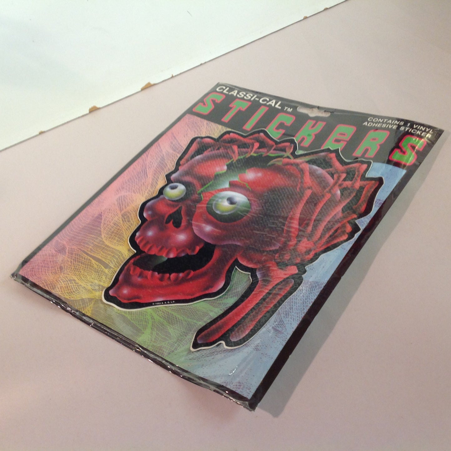 Vintage 1990's NOS Classi-Cal Vinyl Adhesive Sticker Crazed Cracking Open Red Skull