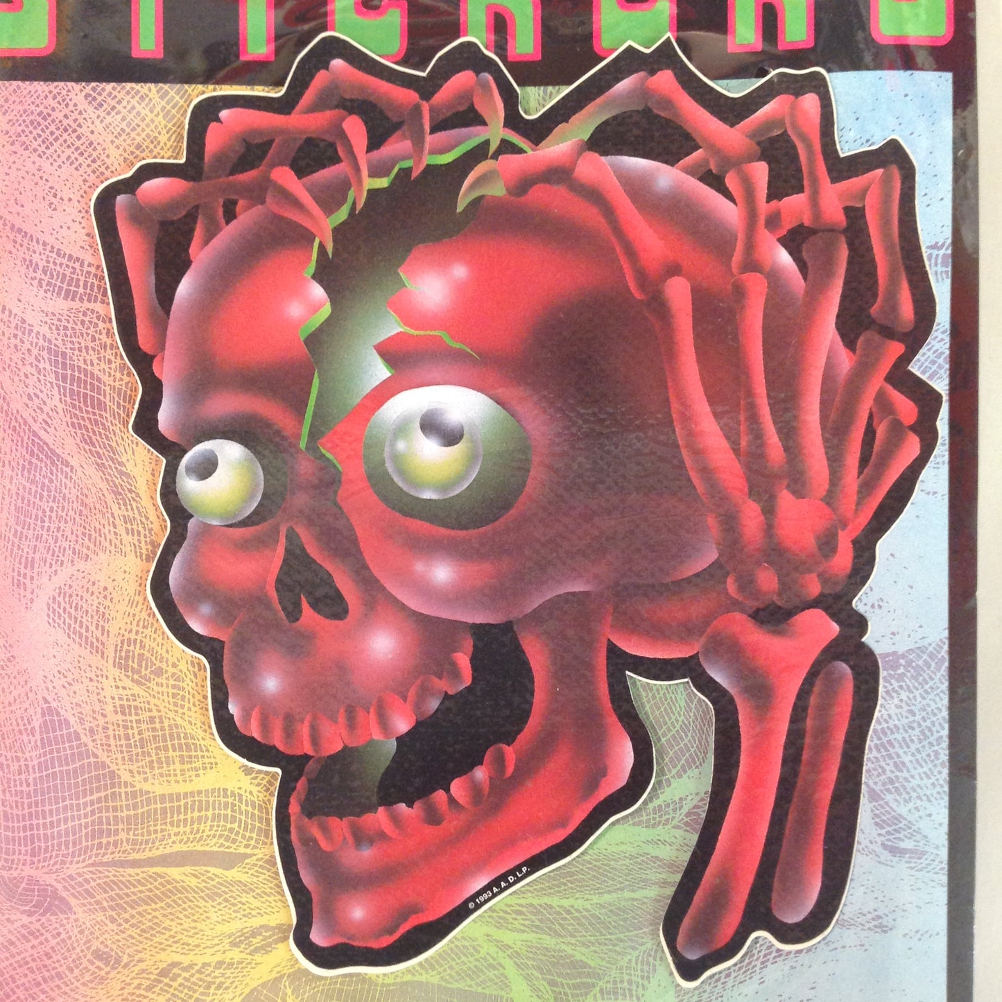 Vintage 1990's NOS Classi-Cal Vinyl Adhesive Sticker Crazed Cracking Open Red Skull