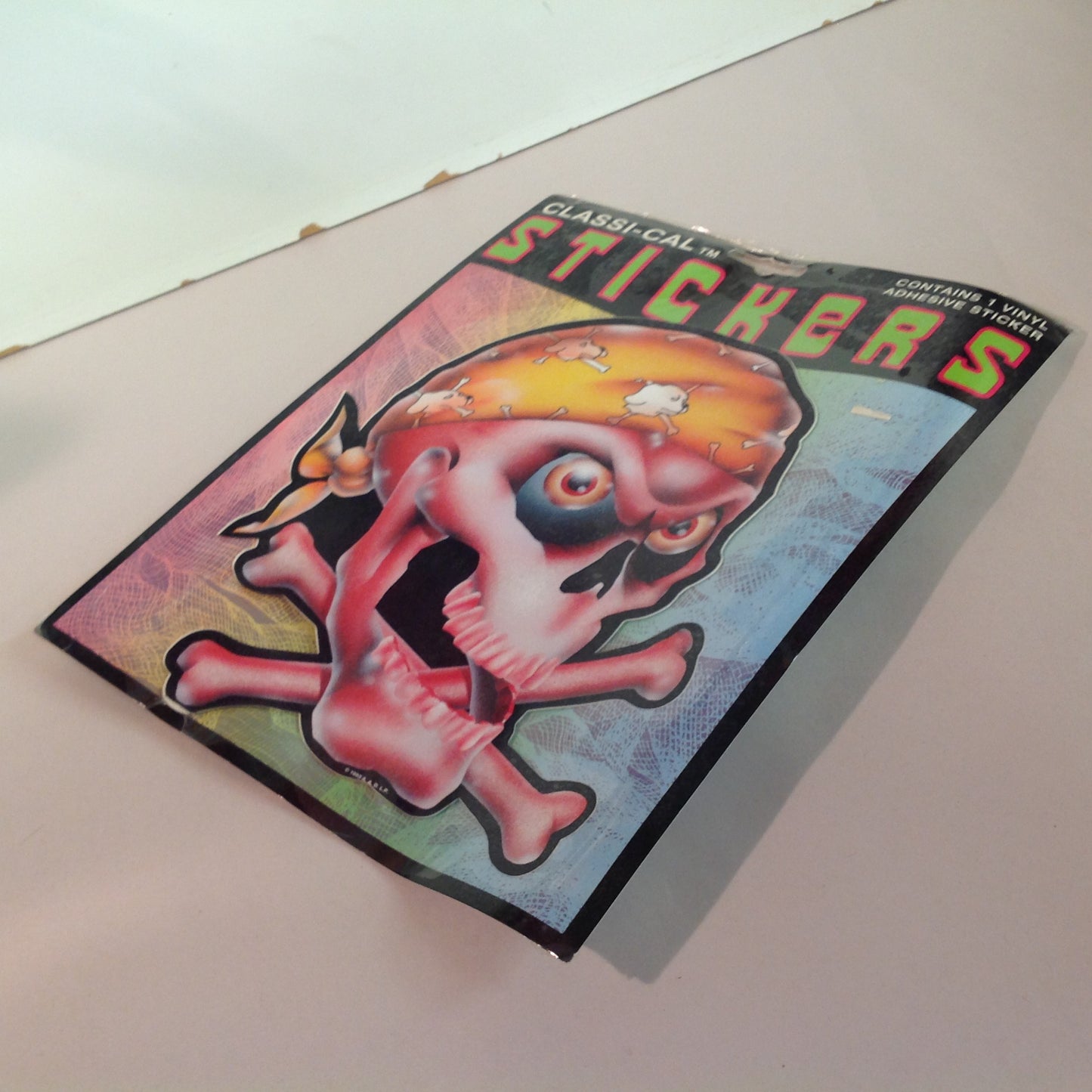 Vintage 1990's NOS Classi-Cal Vinyl Adhesive Sticker Skull and Crossbones in Bad Dog Do-Rag