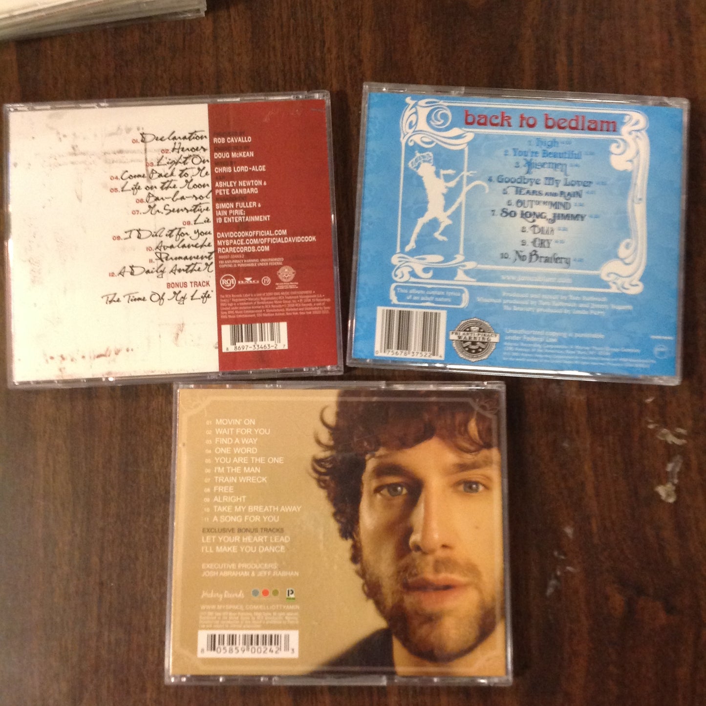 3 Disc SET CDs James Blunt Back to Bedlam David Cook Elliott Yamin 80585-90024-2 88697-33463-2 83752-2
