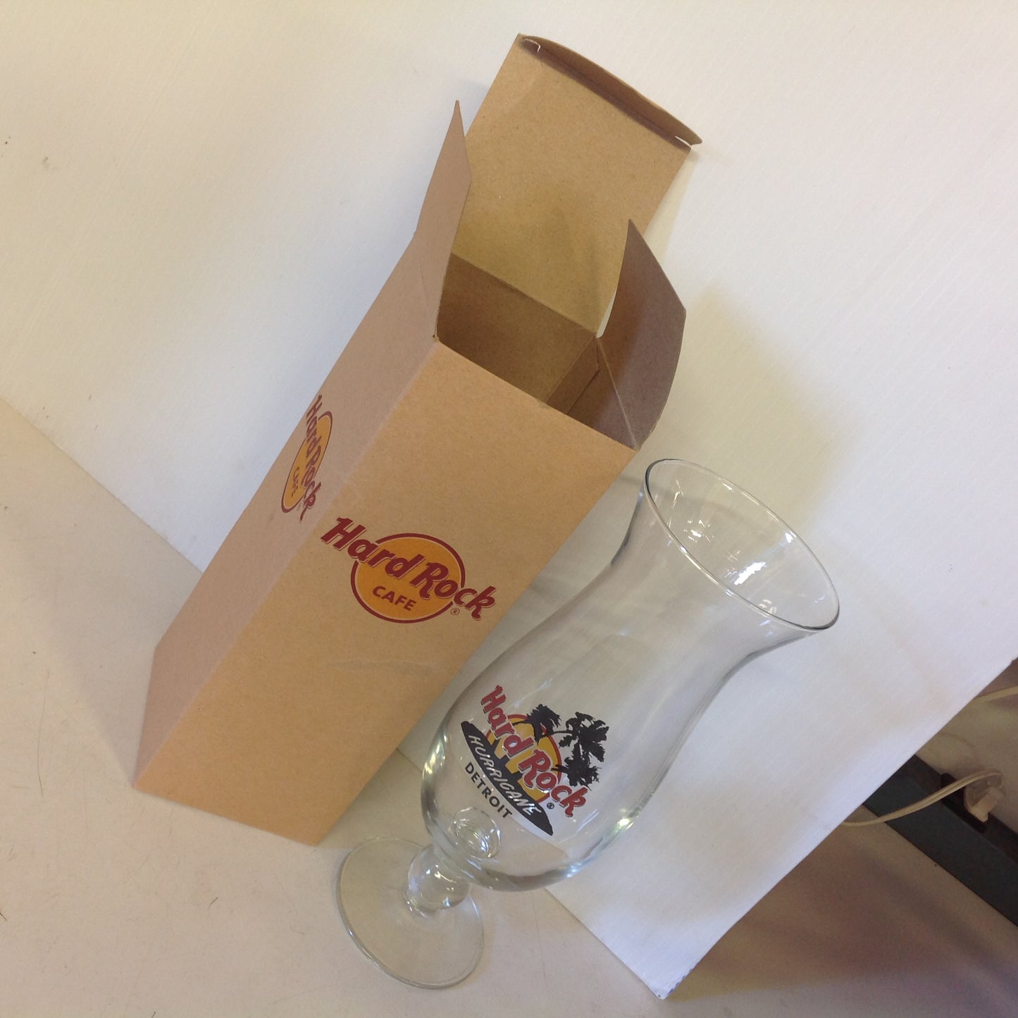Vintage 2000's Hard Rock Cafe Detroit Hurricane Glass in Box