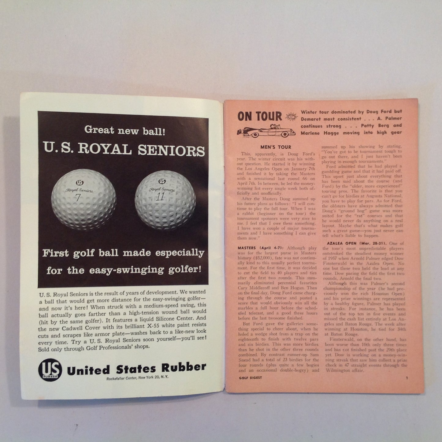 Vintage June 1957 GOLF DIGEST Magazine Doug Ford Sam Snead Betty Hicks