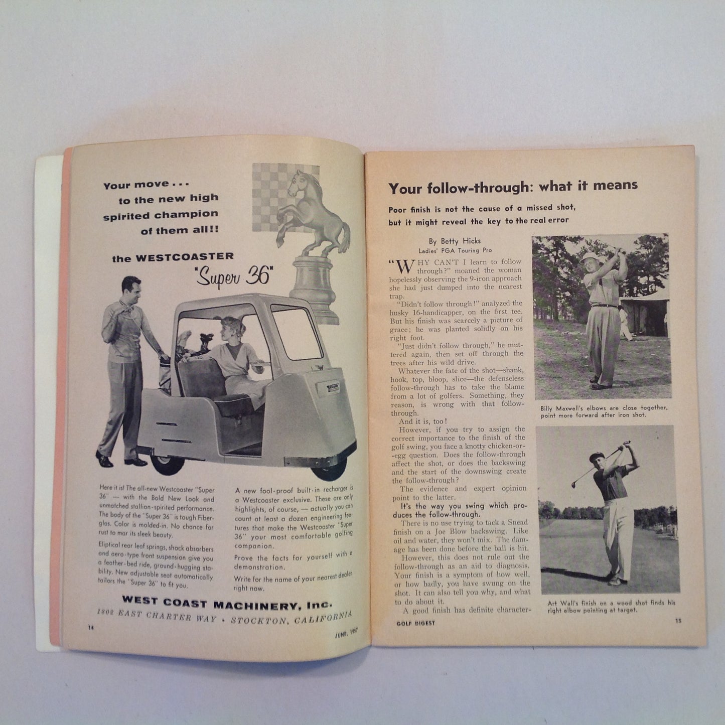 Vintage June 1957 GOLF DIGEST Magazine Doug Ford Sam Snead Betty Hicks