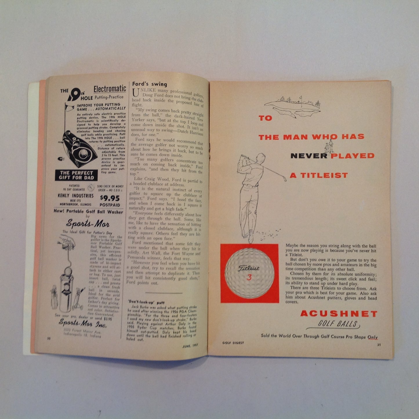 Vintage June 1957 GOLF DIGEST Magazine Doug Ford Sam Snead Betty Hicks