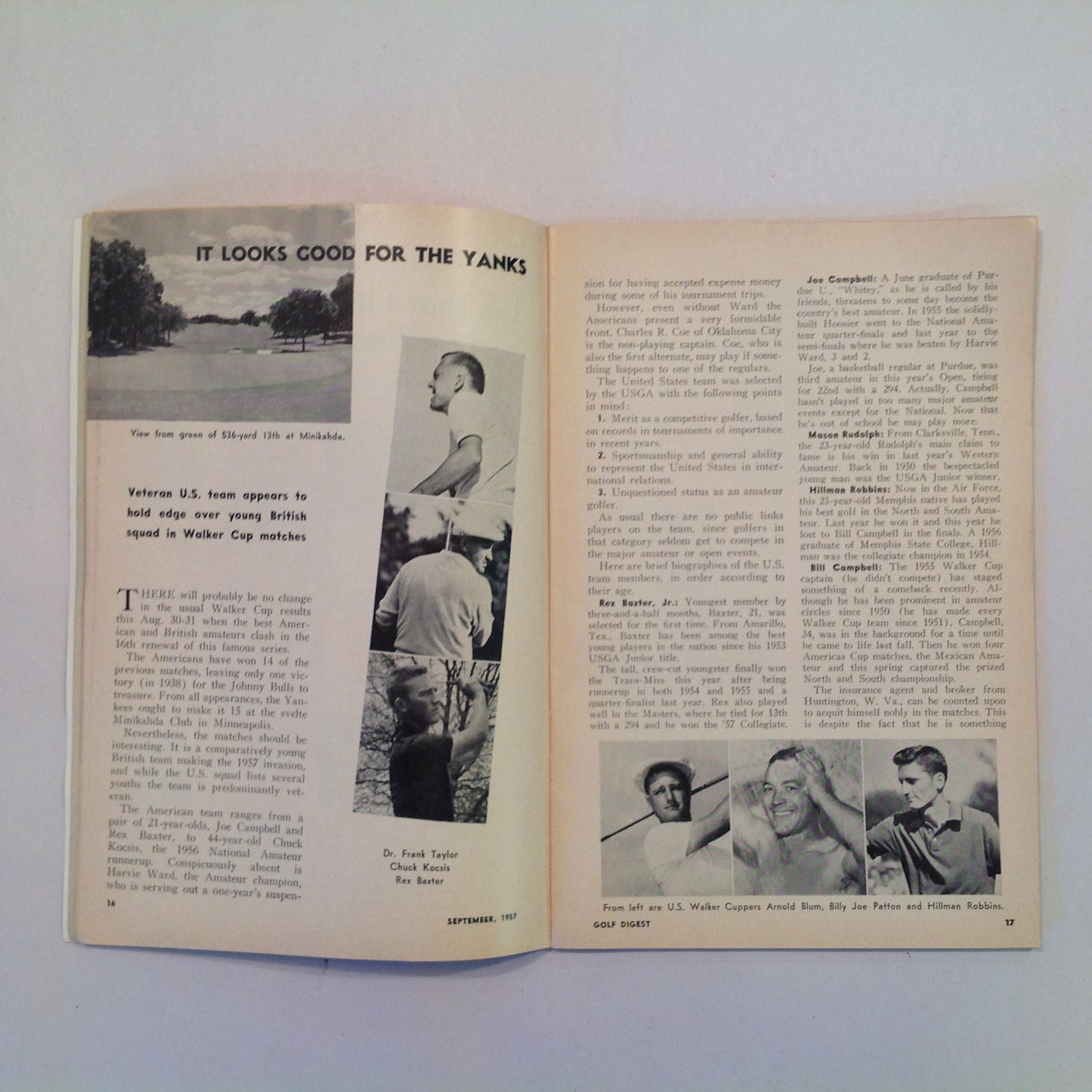 Vintage September 1957 GOLF DIGEST Magazine Dick and Doris Mayer Billy Joe Patton Play in the Wind