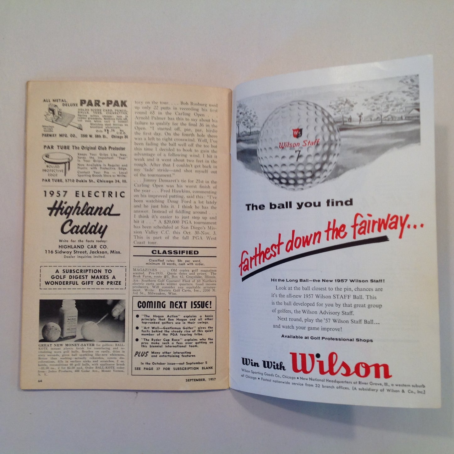 Vintage September 1957 GOLF DIGEST Magazine Dick and Doris Mayer Billy Joe Patton Play in the Wind