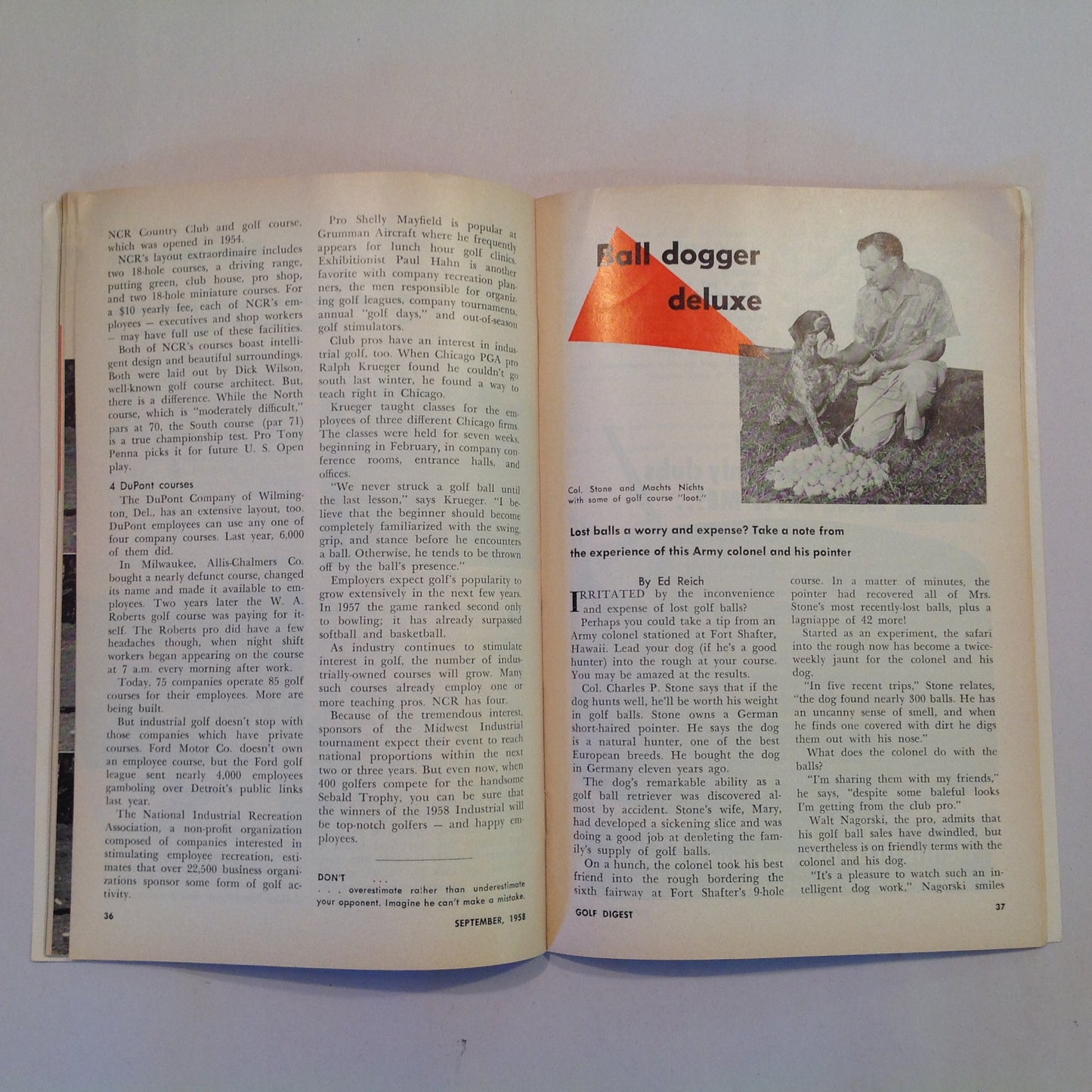 Vintage September 1958 GOLF DIGEST Magazine Dutch Harrison Widen Your Arc Bert Weaver