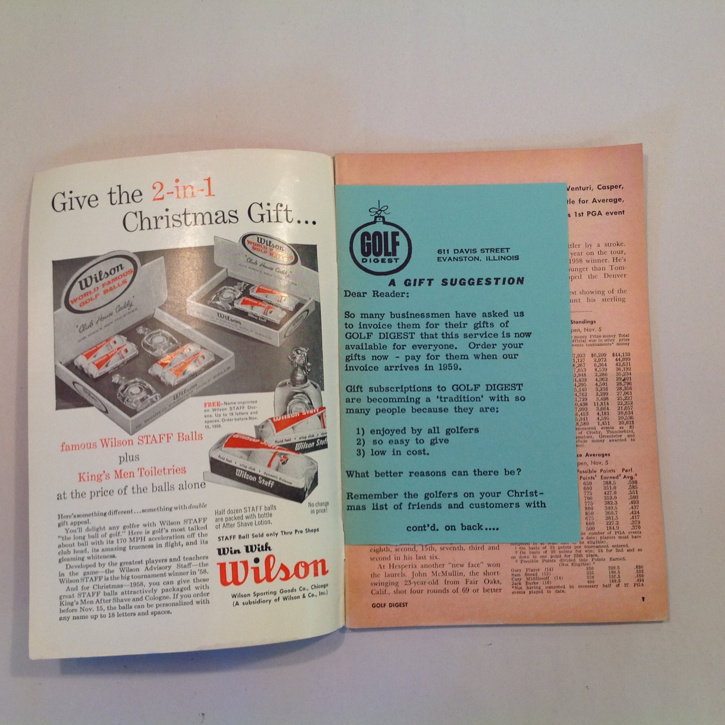 Vintage December 1958 GOLF DIGEST Magazine Swinging Wrist Cock for Control and Christmas Gifts