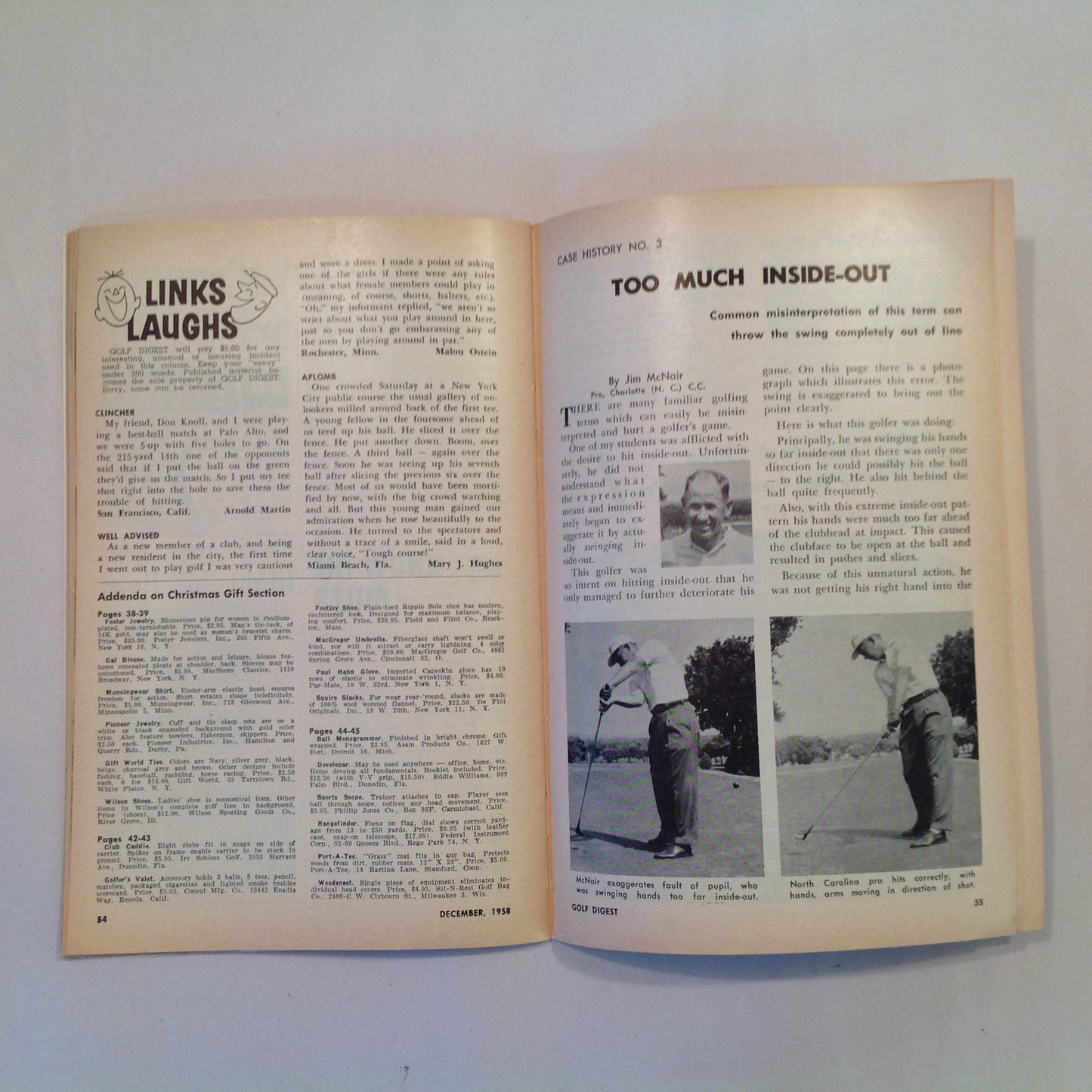 Vintage December 1958 GOLF DIGEST Magazine Swinging Wrist Cock for Control and Christmas Gifts