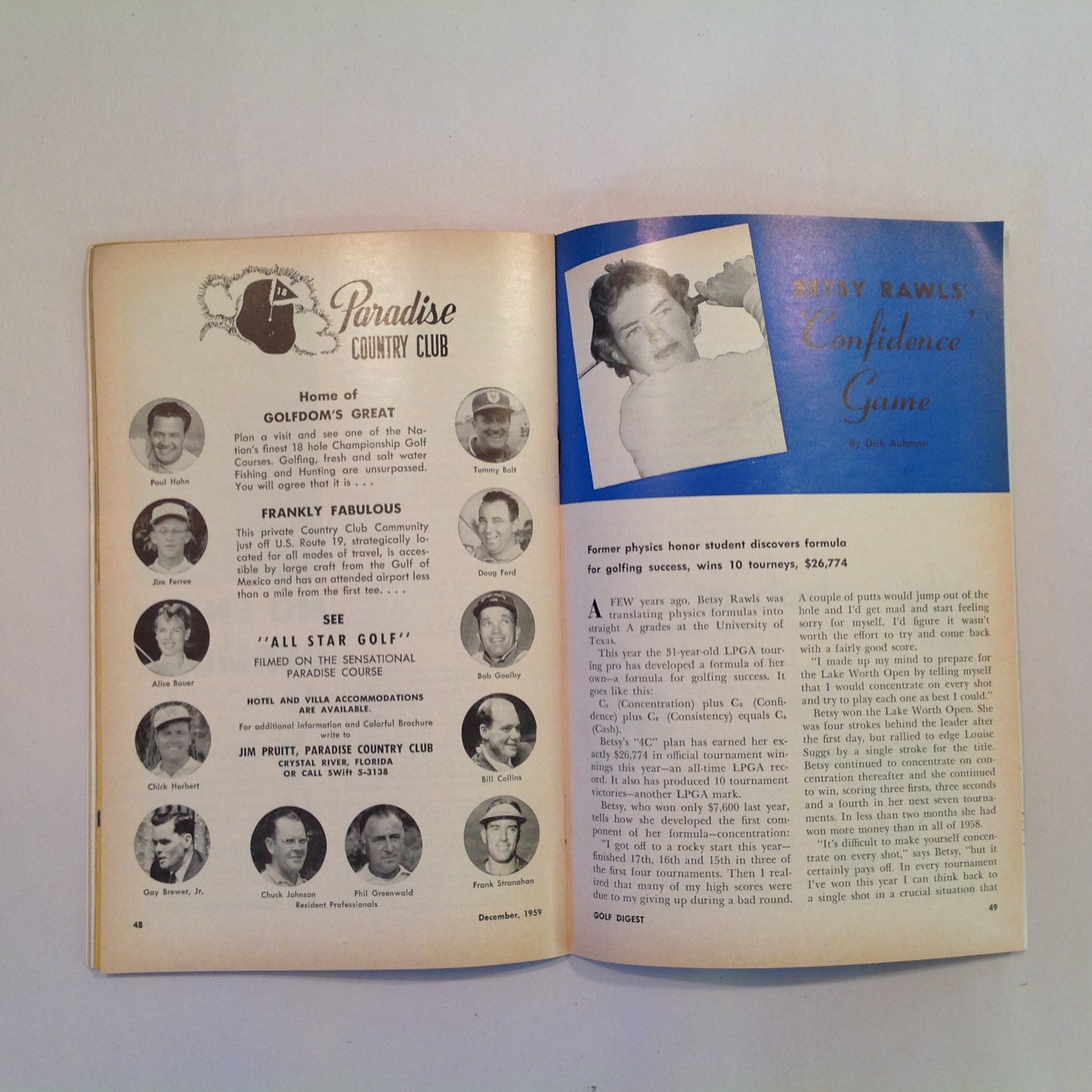 Vintage December 1959 GOLF DIGEST Magazine Christmas Gifts Most Improved Winter Play