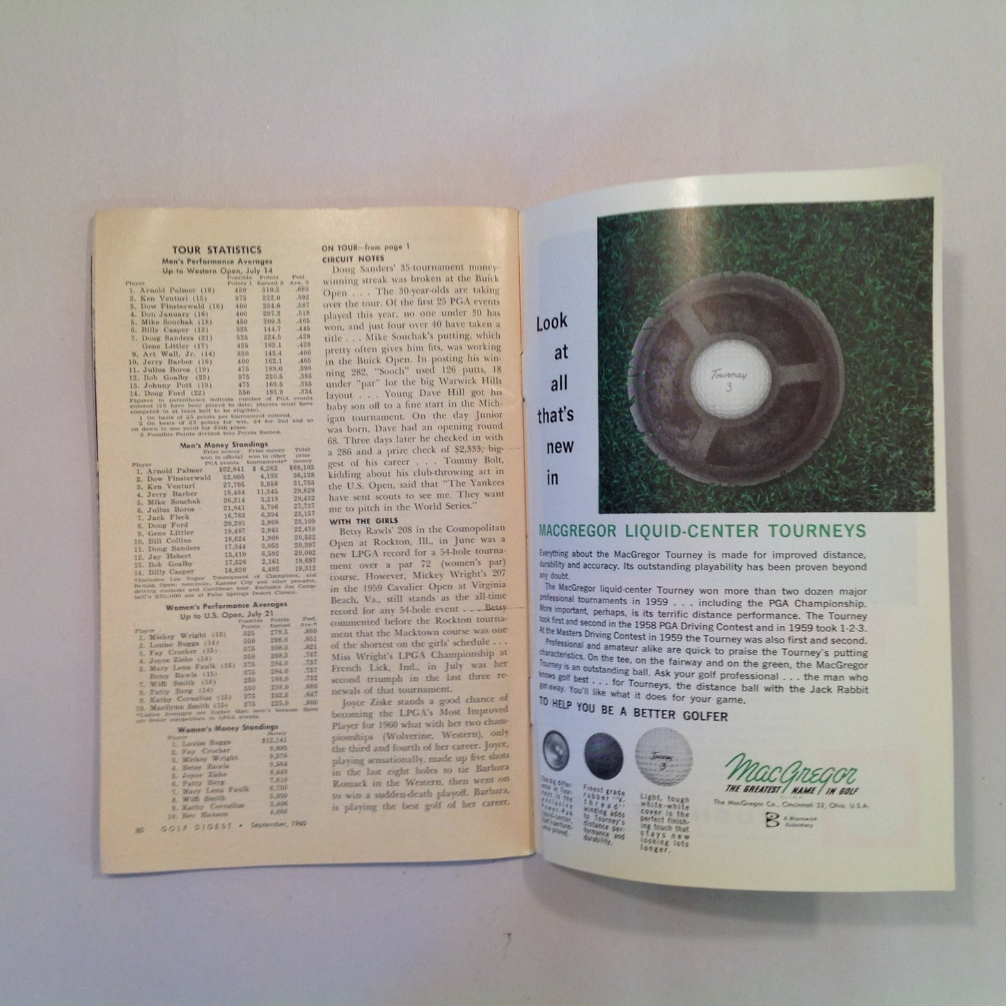 Vintage September 1960 GOLF DIGEST Magazine Dow Finsterwald Chick Evans US Amateur