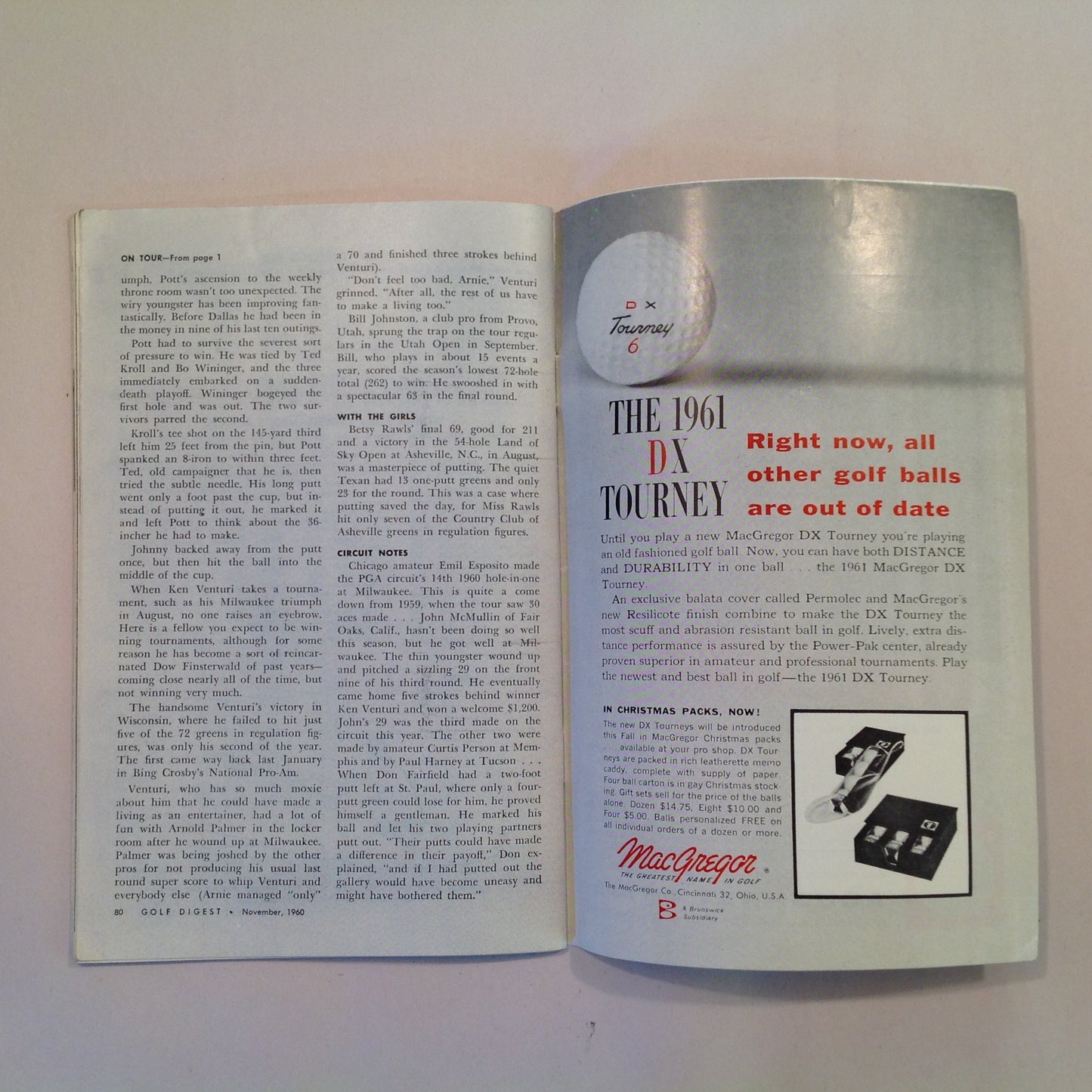 Vintage November 1960 GOLF DIGEST Magazine Jackie Gleason All-Star Golf TV Viewing Guide