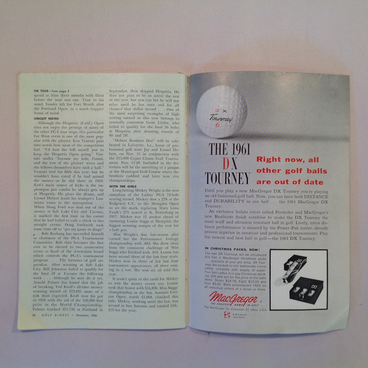 Vintage December 1960 GOLF DIGEST Magazine Christmas Golf Gifts Michigan Publinx
