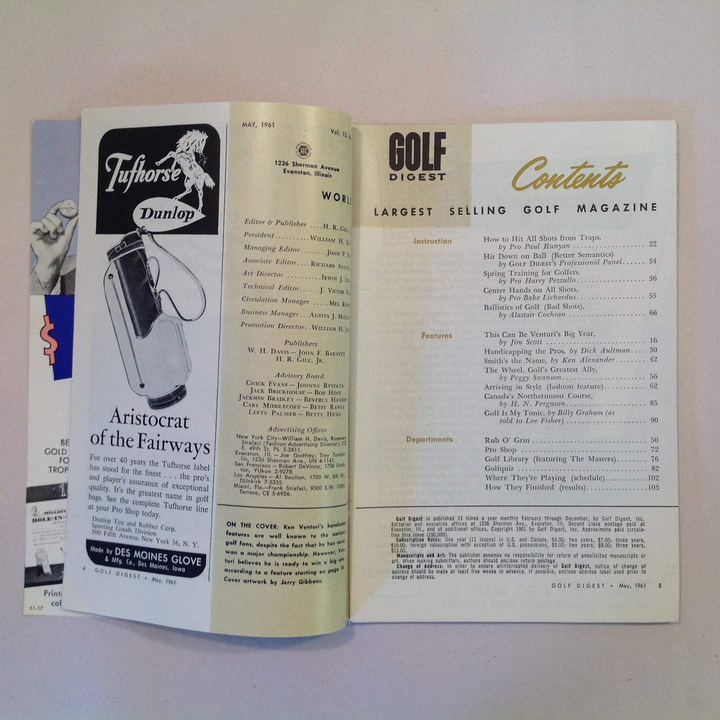 Vintage May 1961 GOLF DIGEST Magazine Ken Venturi's Biggest Year