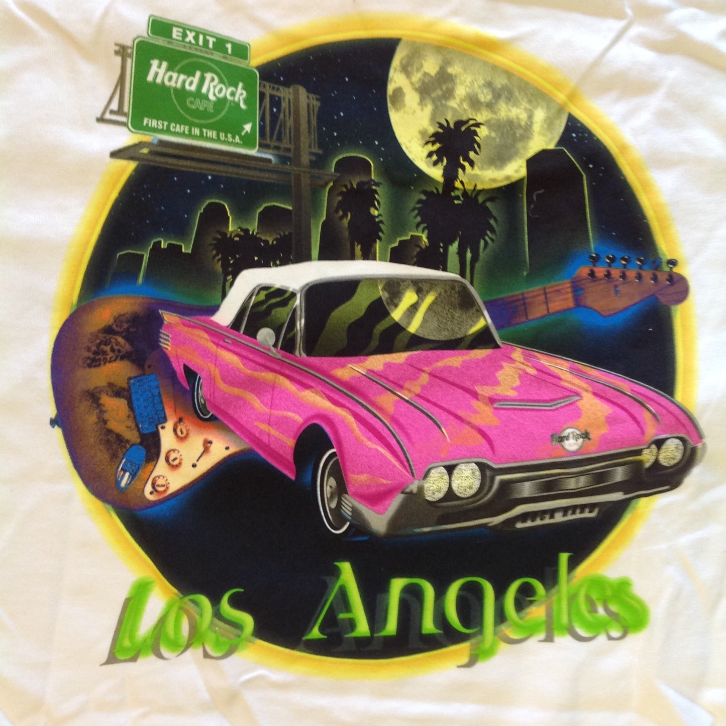 Authentic Souvenir White Cotton Men's XL Short Sleeve Hard Rock Cafe Los Angeles T-Shirt