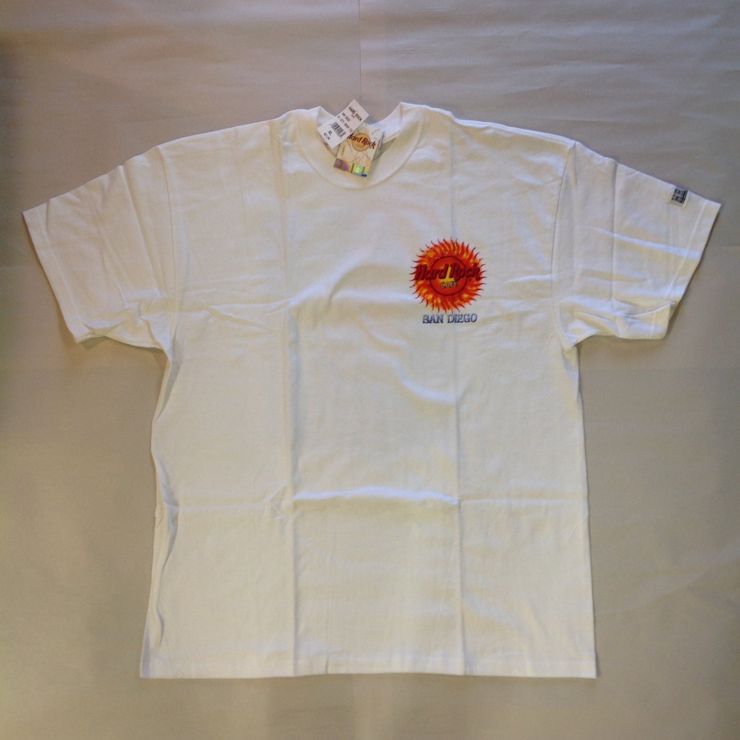 Authentic Souvenir Men's XL White Short Sleeve Cotton Hard Rock Cafe San Diego Blazing Sun Road by the Bay T-Shirt