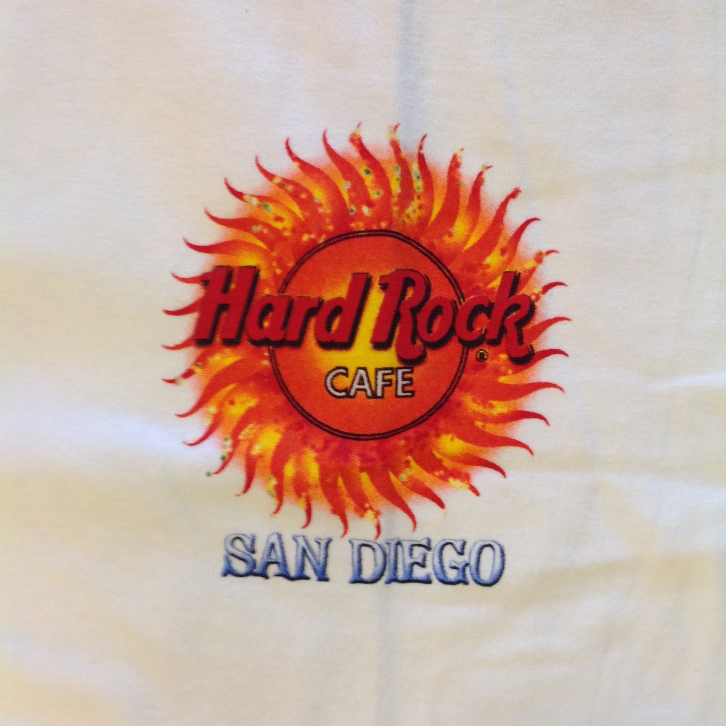 Authentic Souvenir Men's XL White Short Sleeve Cotton Hard Rock Cafe San Diego Blazing Sun Road by the Bay T-Shirt