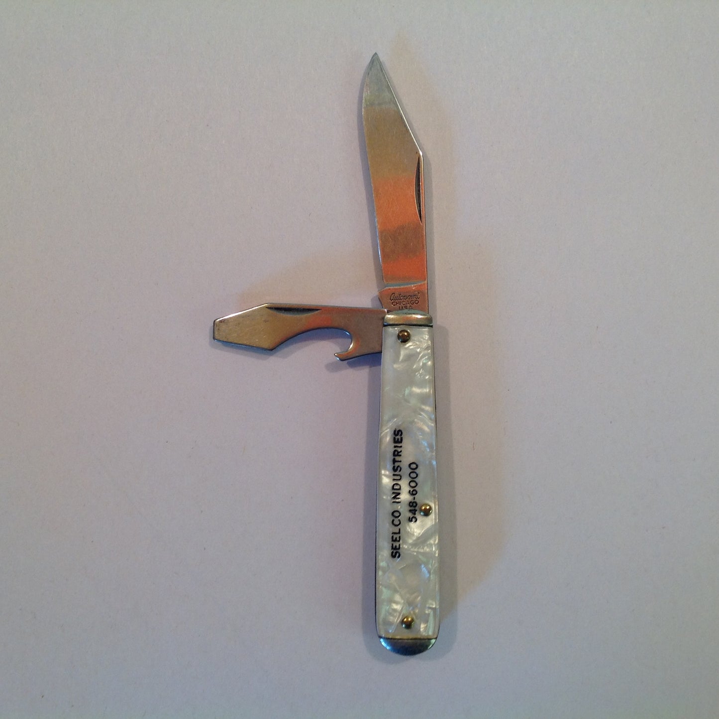 Vintage Promotional Enamel Handle Autopoint Pocket Knife Seelco Industries Detroit Michigan