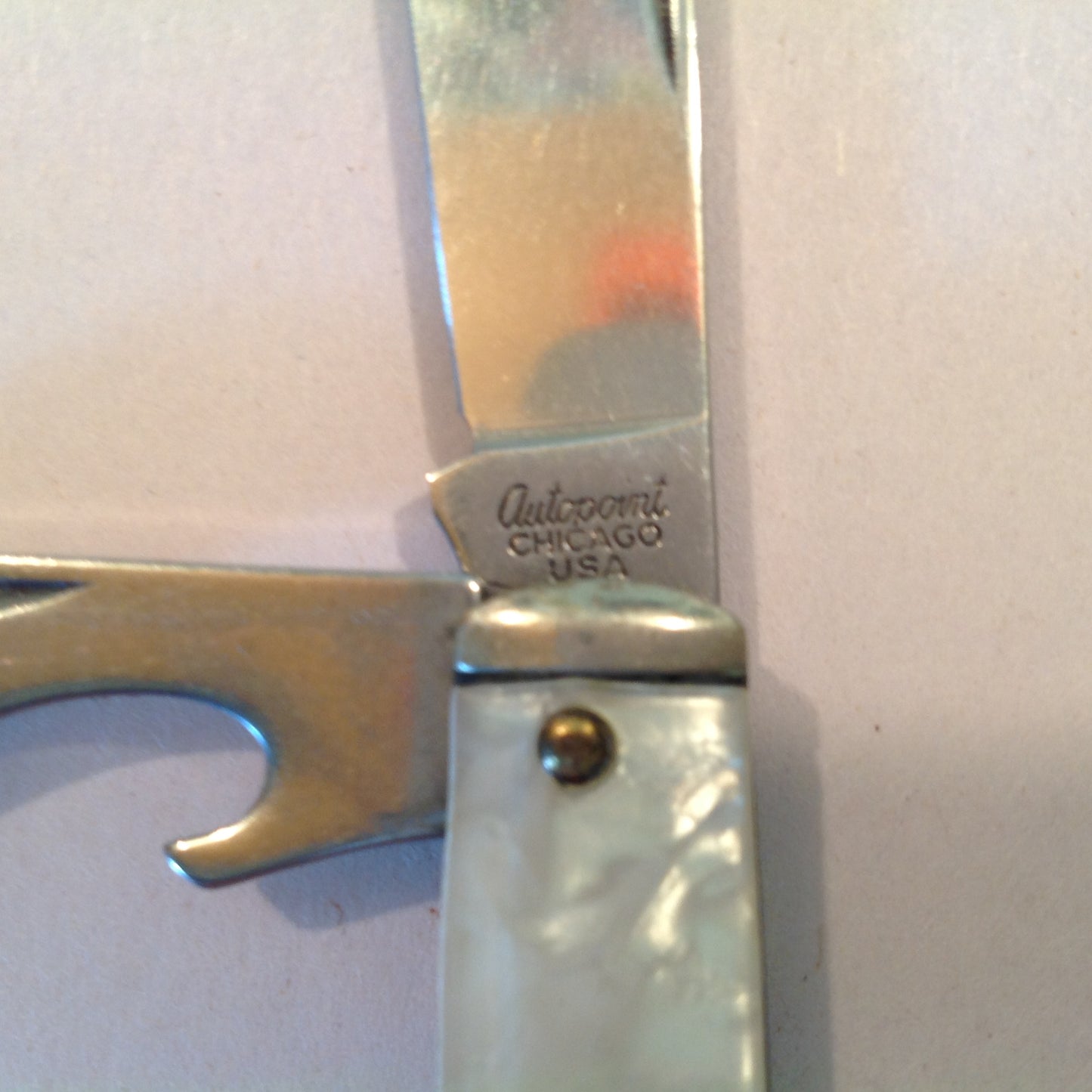 Vintage Promotional Enamel Handle Autopoint Pocket Knife Seelco Industries Detroit Michigan