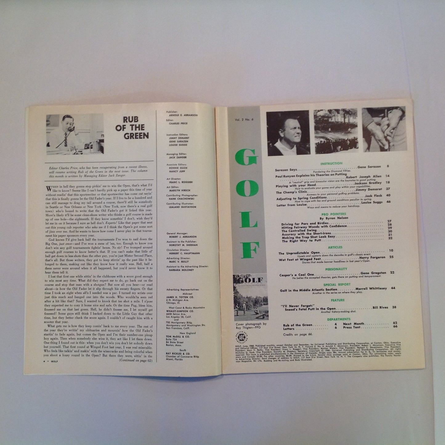 Vintage June 1960 GOLF Magazine Paul Runyan Putting Secrets