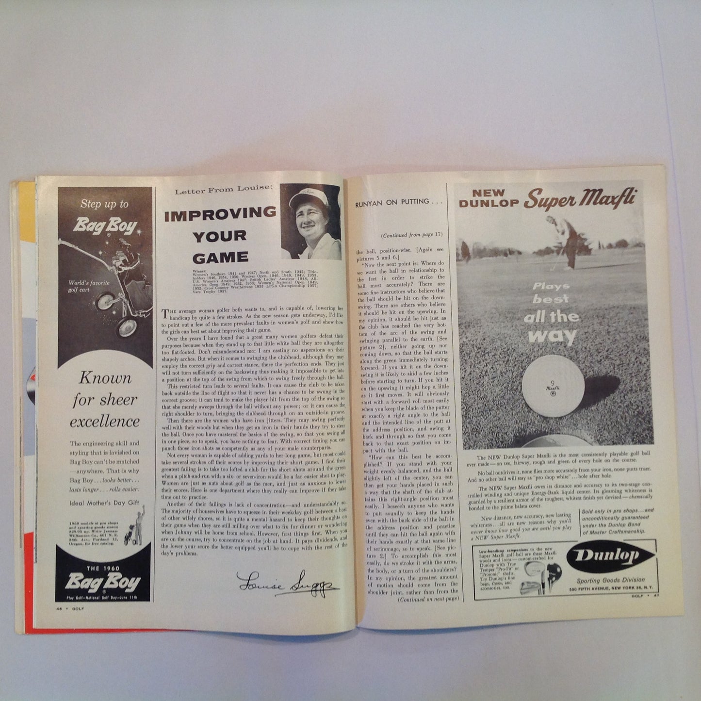 Vintage June 1960 GOLF Magazine Paul Runyan Putting Secrets