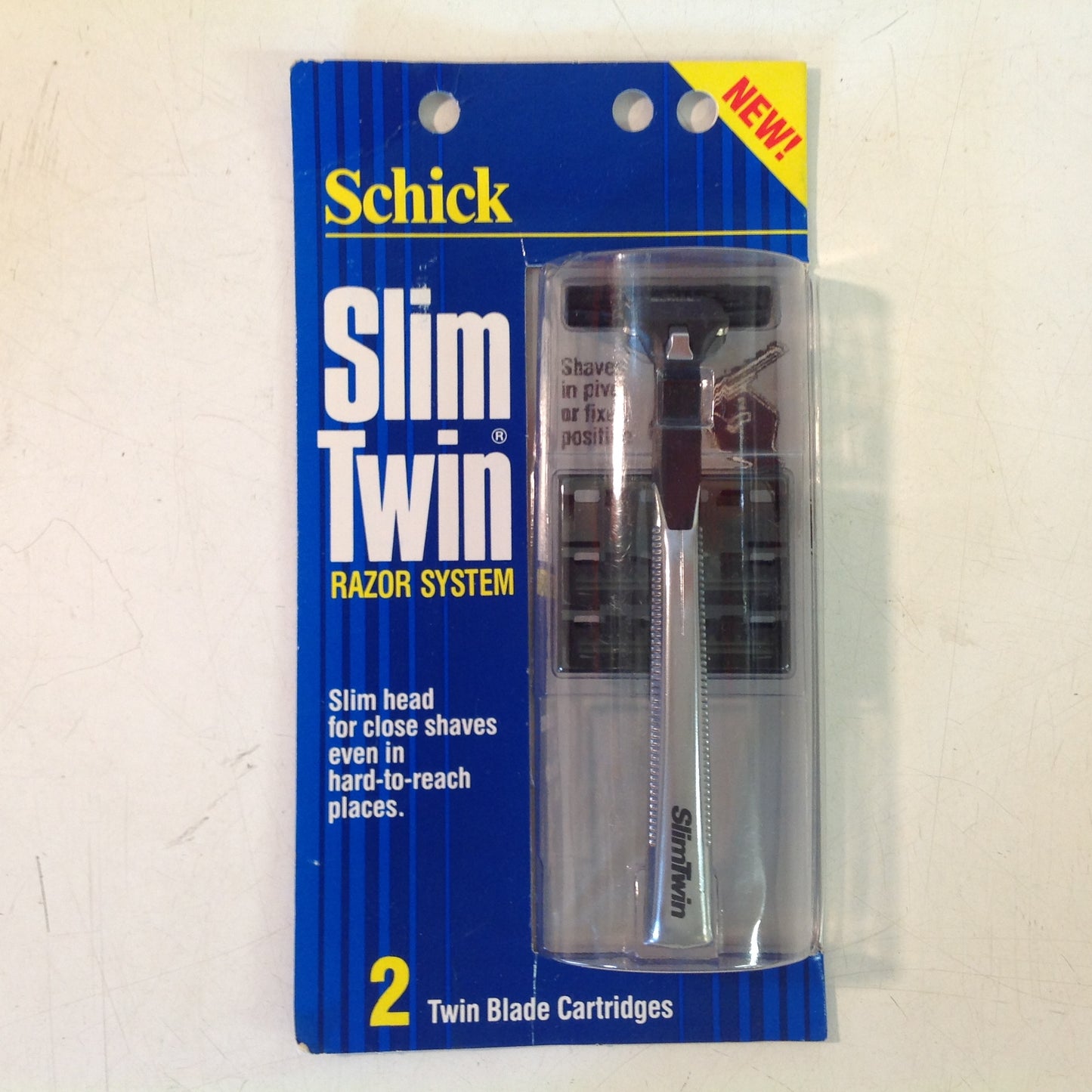 Vintage 1989 NOS Shick Slim Twin Razor System Razor and Two Twin-Blade Cartridges Unopened