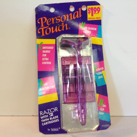 Vintage 1990 NOS Schick Personal Touch Razor System Purple Women's 2 Cartridges