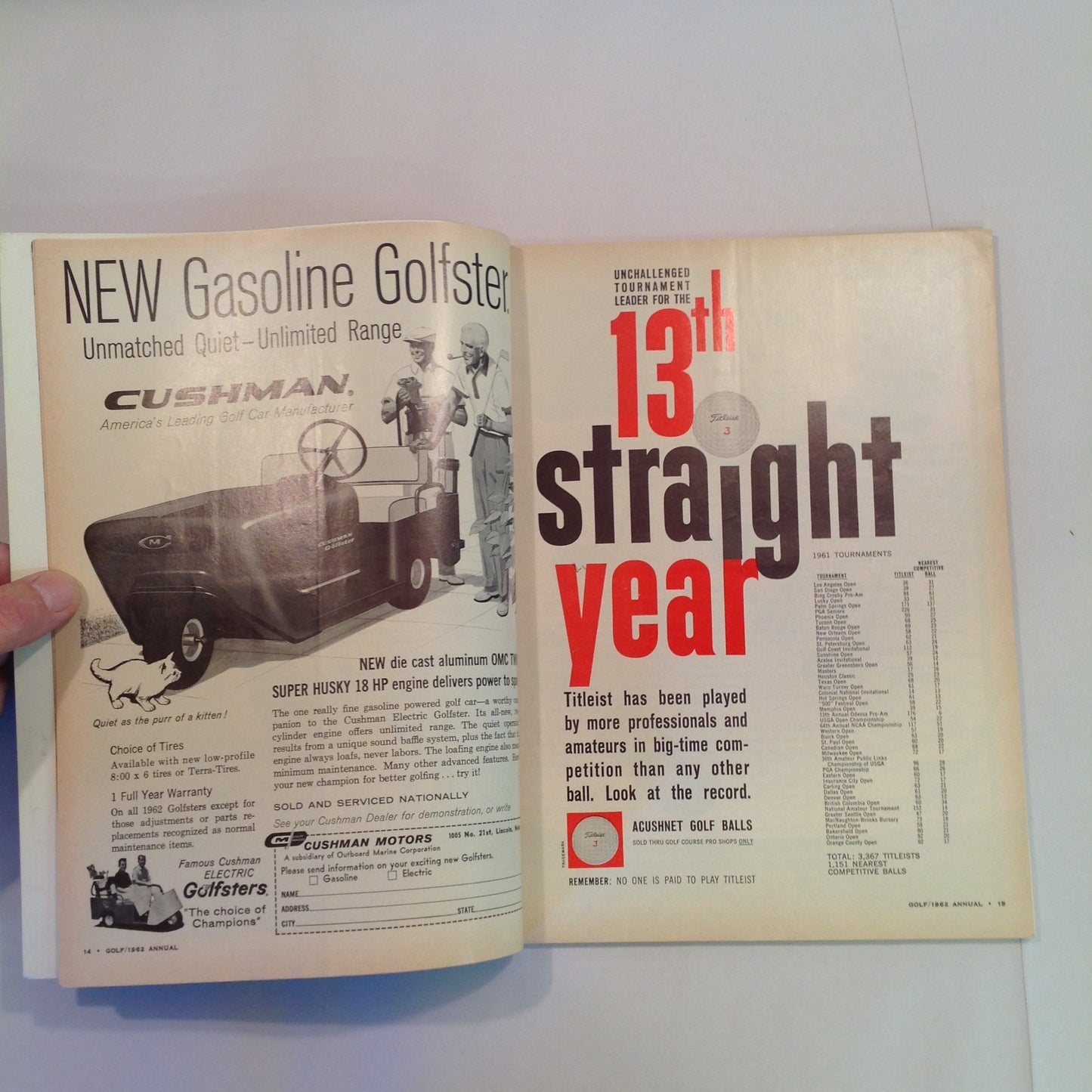 Vintage 1962 GOLF Magazine Annual Edition Vol 4 No 2 Instruction Vacation Player-Profile Fashion Tournaments Rare