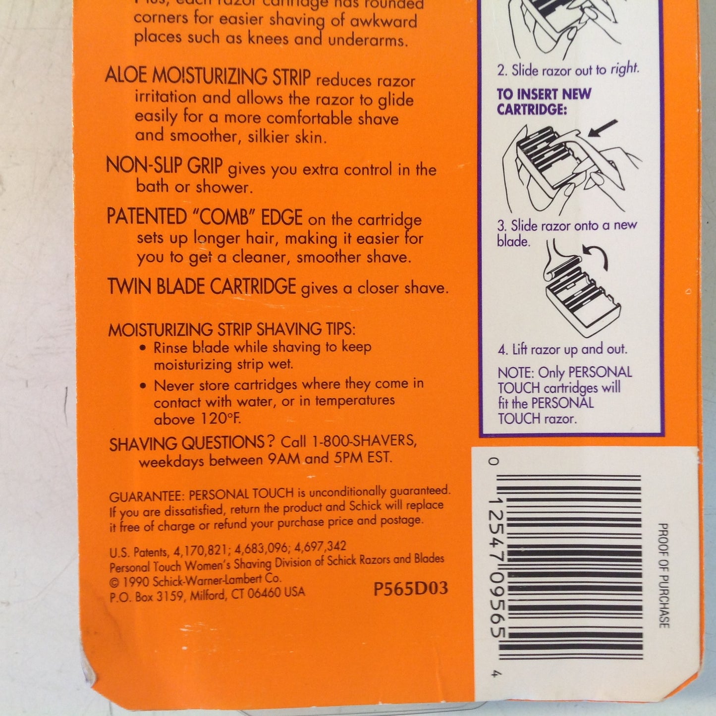 Vintage 1990 NOS Schick Personal Touch Razor System Purple Women's 2 Cartridges