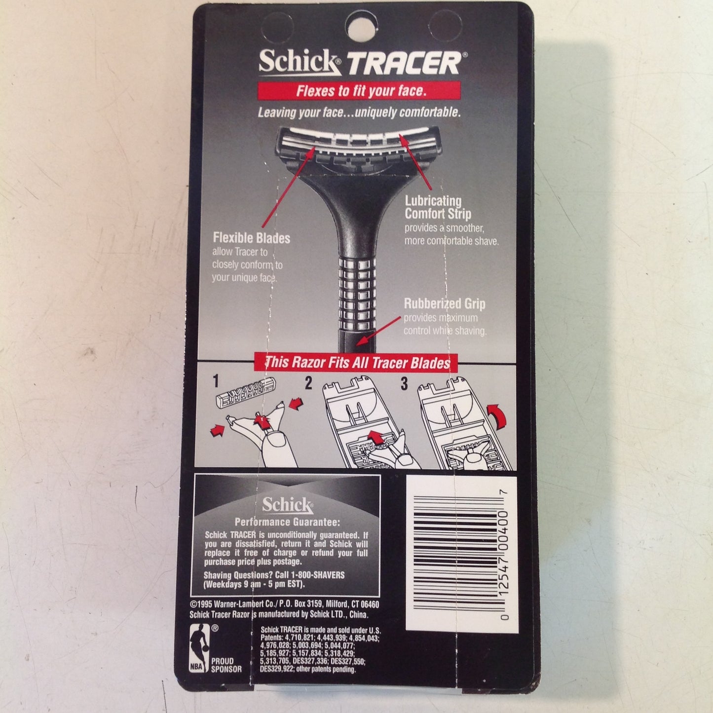 Vintage 1995 NOS Schick Tracer Razor System Black Men's 2 Refill Blades Unused